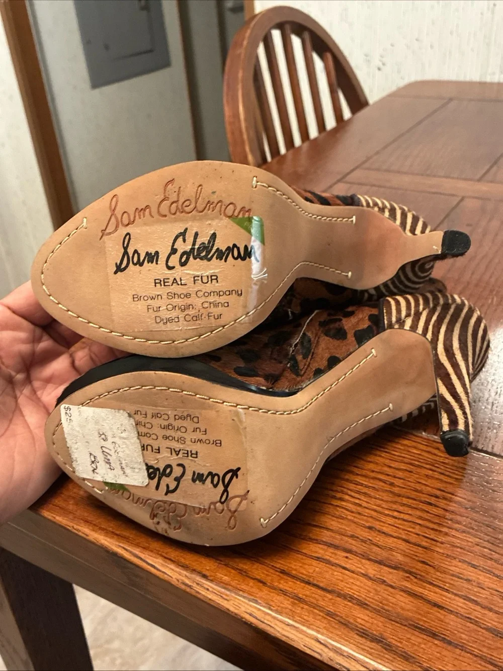 Sam Edelman Uma Ankle Boots Women’s 7.5 Platform Leopard Zebra Calf Hair READ